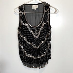 Anthropologie Sheer Sequin Tank Top